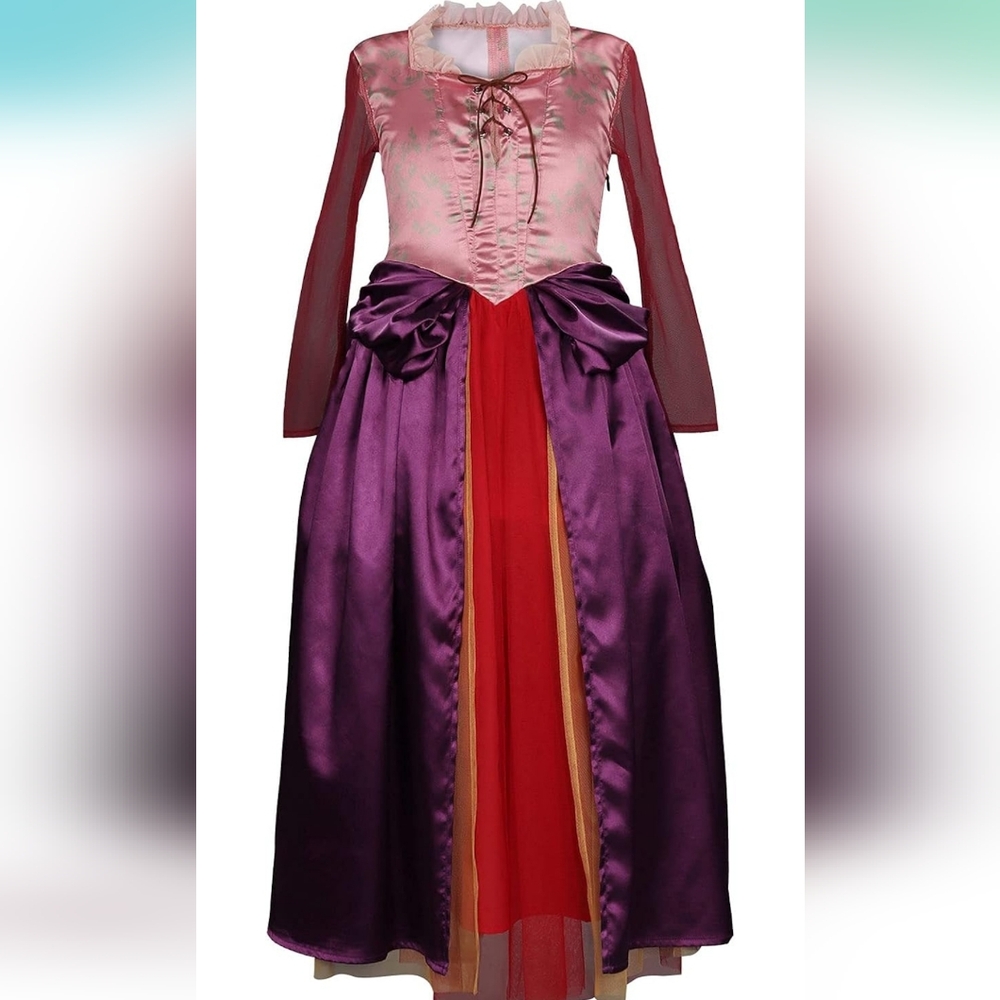 HocusPocus Kids-Sm Sarah Sanderson Gown/Costume in Pink, Purple, and Red